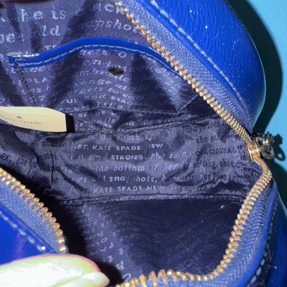 Kate Spade Get Out Of Town Blue Patent Round Crossbody Bag - Picture 3 of 7